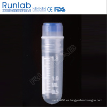 Vial criogénica de fondo redondo de rosca interna de 2 ml con sello de silicona